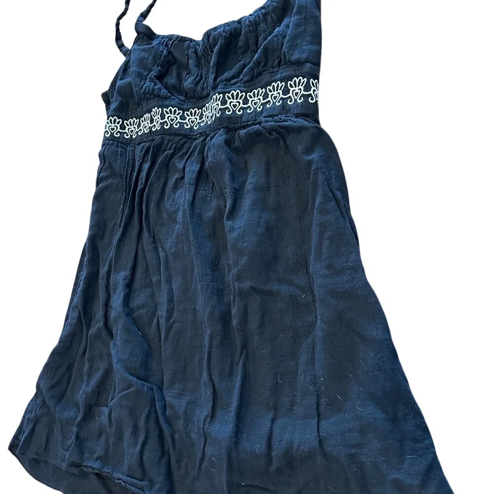 Black‎ Embroidered Dress Sleeveless Casual Summer Sun Dress/ Beach Cover up